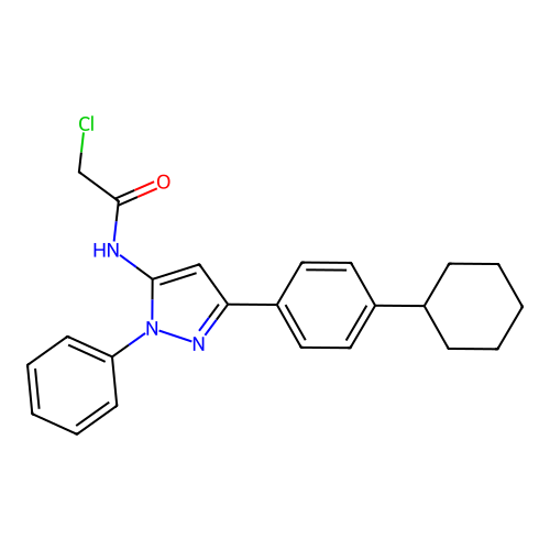 2-chloro-N-[3-(4-cyclohexylphenyl)-1-phenyl-1H-pyrazol-5-yl]acetamide structure