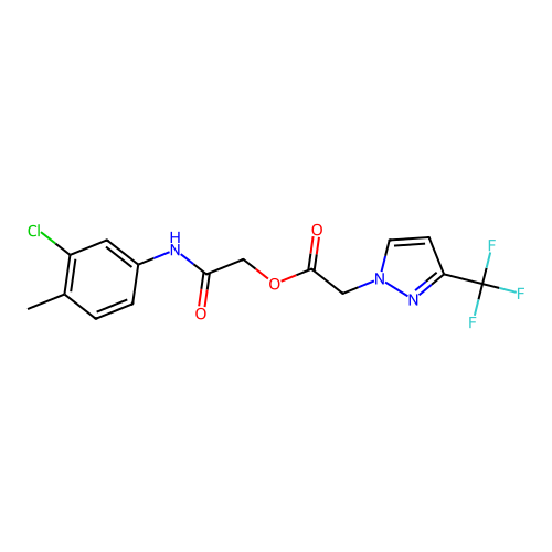 2-[(3-Chloro-4-methylphenyl)amino]-2-oxoethyl 3-(trifluoromethyl)-1H-pyrazole-1-acetate structure