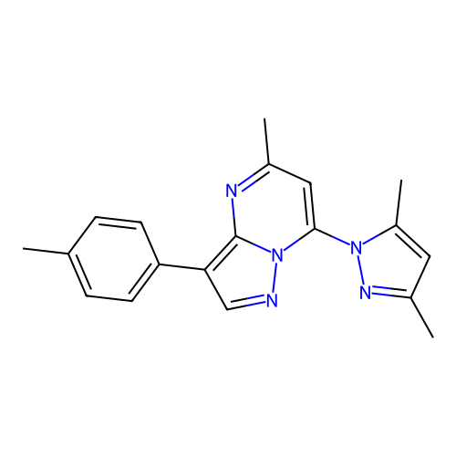 7-(3,5-dimethyl-1H-pyrazol-1-yl)-5-methyl-3-(p-tolyl)pyrazolo[1,5-a]pyrimidine structure
