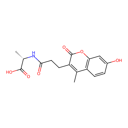 (S)-2-(3-(7-hydroxy-4-methyl-2-oxo-2H-chromen-3-yl)propanamido)propanoic acid structure