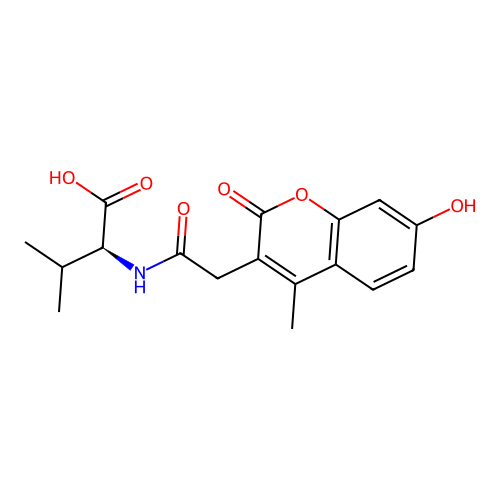 (S)-2-(2-(7-hydroxy-4-methyl-2-oxo-2H-chromen-3-yl)acetamido)-3-methylbutanoic acid structure