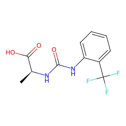 N-{[2-(trifluoromethyl)phenyl]carbamoyl}-L-alanine structure