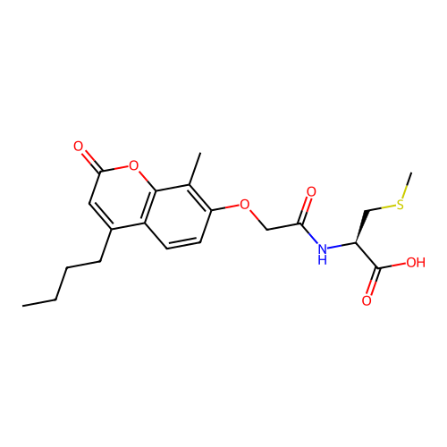 (R)-2-(2-((4-butyl-8-methyl-2-oxo-2H-chromen-7-yl)oxy)acetamido)-3-(methylthio)propanoic acid structure