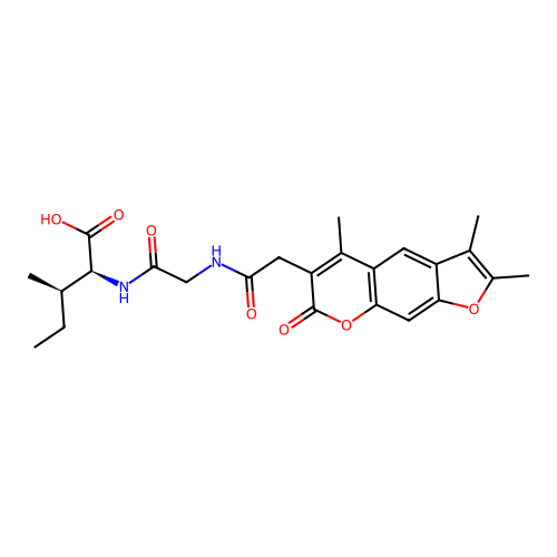 (2S,3R)-3-methyl-2-(2-(2-(2,3,5-trimethyl-7-oxo-7H-furo[3,2-g]chromen-6-yl)acetamido)acetamido)pentanoic acid structure