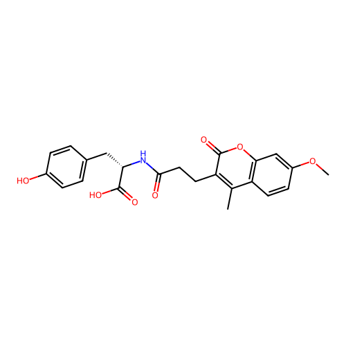(S)-3-(4-hydroxyphenyl)-2-(3-(7-methoxy-4-methyl-2-oxo-2H-chromen-3-yl)propanamido)propanoic acid structure