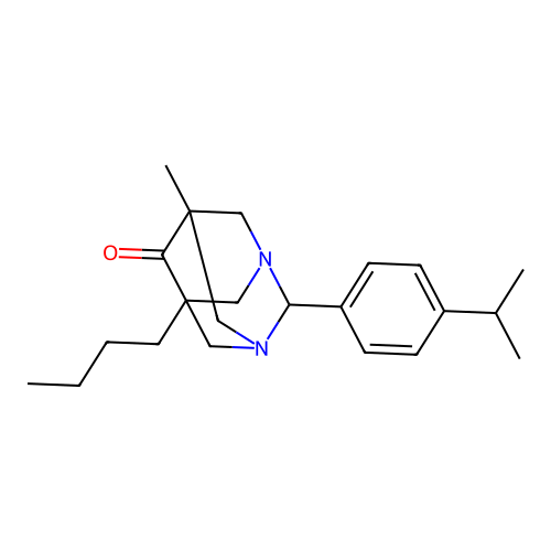 (5s,7s)-5-Butyl-2-(4-isopropylphenyl)-7-methyl-1,3-diazaadamantan-6-one structure