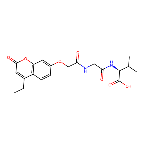 (S)-2-(2-(2-((4-ethyl-2-oxo-2H-chromen-7-yl)oxy)acetamido)acetamido)-3-methylbutanoic acid structure
