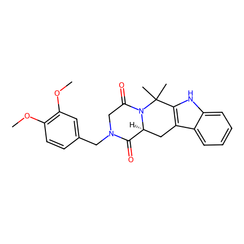 (12aS)-2-(3,4-dimethoxybenzyl)-6,6-dimethyl-2,3,6,7,12,12a-hexahydropyrazino[1',2':1,6]pyrido[3,4-b]indole-1,4-dione structure