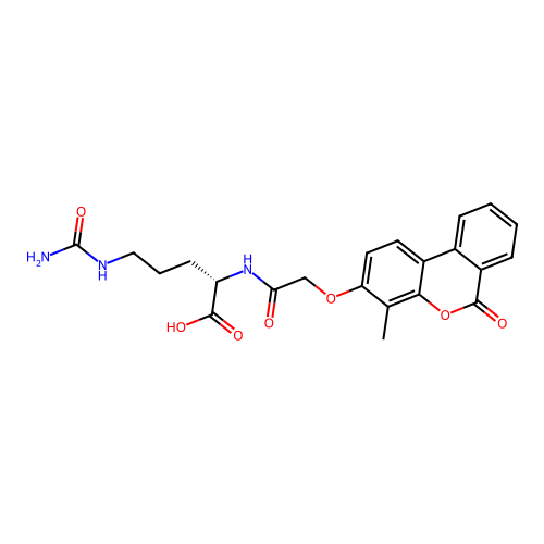 (S)-2-(2-((4-methyl-6-oxo-6H-benzo[c]chromen-3-yl)oxy)acetamido)-5-ureidopentanoic acid structure