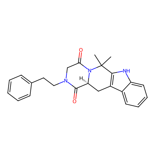 (12aS)-6,6-dimethyl-2-(2-phenylethyl)-2,3,6,7,12,12a-hexahydropyrazino[1',2':1,6]pyrido[3,4-b]indole-1,4-dione structure