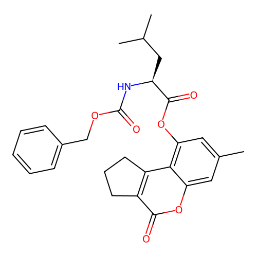(S)-7-methyl-4-oxo-1,2,3,4-tetrahydrocyclopenta[c]chromen-9-yl 2-(((benzyloxy)carbonyl)amino)-4-methylpentanoate structure
