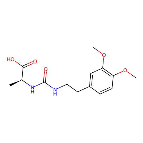 N-{[2-(3,4-dimethoxyphenyl)ethyl]carbamoyl}-L-alanine structure