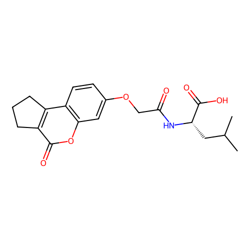 N-{[(4-oxo-1,2,3,4-tetrahydrocyclopenta[c]chromen-7-yl)oxy]acetyl}-L-leucine structure