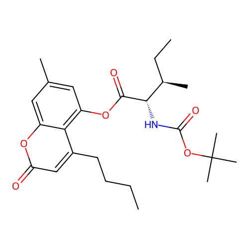 (2S,3R)-4-butyl-7-methyl-2-oxo-2H-chromen-5-yl 2-((tert-butoxycarbonyl)amino)-3-methylpentanoate structure