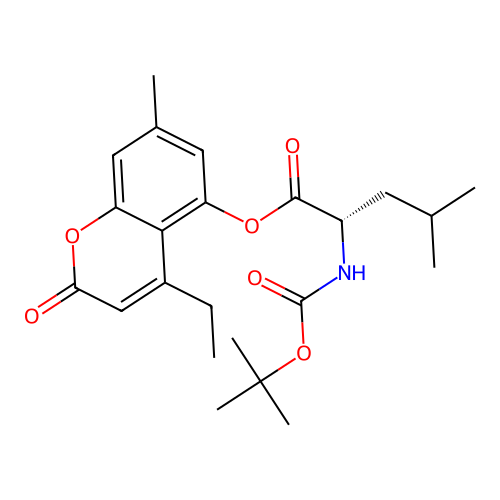(4-ethyl-7-methyl-2-oxochromen-5-yl) (2S)-4-methyl-2-[(2-methylpropan-2-yl)oxycarbonylamino]pentanoate structure