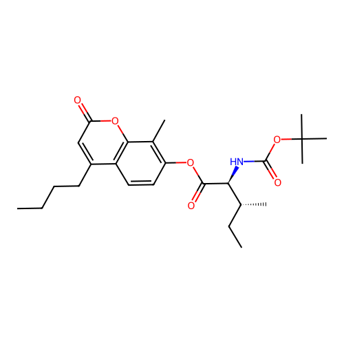 (2S,3R)-4-butyl-8-methyl-2-oxo-2H-chromen-7-yl 2-((tert-butoxycarbonyl)amino)-3-methylpentanoate structure