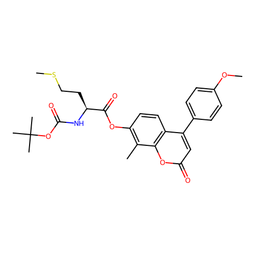 (S)-4-(4-methoxyphenyl)-8-methyl-2-oxo-2H-chromen-7-yl 2-((tert-butoxycarbonyl)amino)-4-(methylthio)butanoate structure