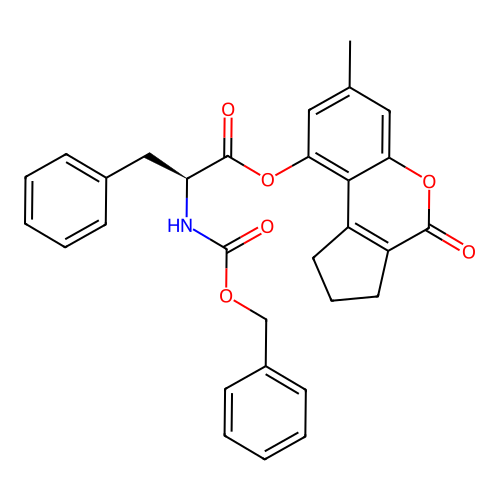 (S)-7-methyl-4-oxo-1,2,3,4-tetrahydrocyclopenta[c]chromen-9-yl 2-(((benzyloxy)carbonyl)amino)-3-phenylpropanoate structure