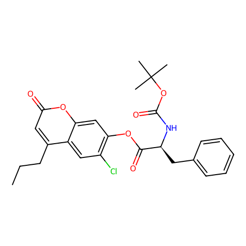 (S)-6-chloro-2-oxo-4-propyl-2H-chromen-7-yl 2-((tert-butoxycarbonyl)amino)-3-phenylpropanoate structure