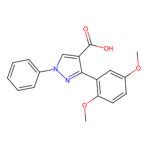 3-(2,5-dimethoxyphenyl)-1-phenyl-1H-pyrazole-4-carboxylic acid structure