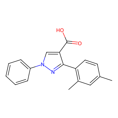 3-(2,4-dimethylphenyl)-1-phenyl-1H-pyrazole-4-carboxylic acid structure