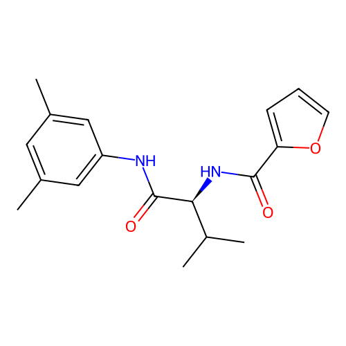 N-[(2S)-1-(3,5-dimethylanilino)-3-methyl-1-oxobutan-2-yl]furan-2-carboxamide structure