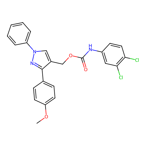 [3-(4-Methoxyphenyl)-1-phenyl-1H-pyrazol-4-yl]methyl N-(3,4-dichlorophenyl)carbamate structure