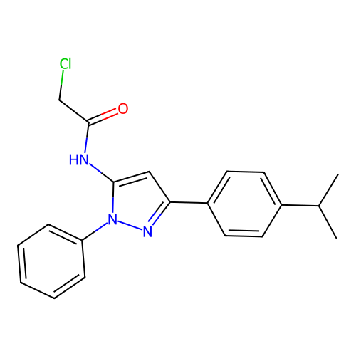 2-chloro-N-{1-phenyl-3-[4-(propan-2-yl)phenyl]-1H-pyrazol-5-yl}acetamide structure