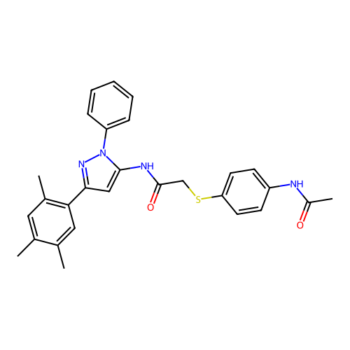 2-[[4-(Acetylamino)phenyl]thio]-N-[1-phenyl-3-(2,4,5-trimethylphenyl)-1H-pyrazol-5-yl]acetamide structure