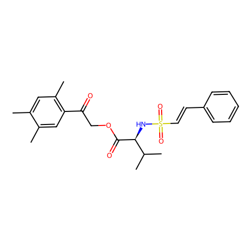 [2-oxo-2-(2,4,5-trimethylphenyl)ethyl] (2S)-3-methyl-2-[[(E)-2-phenylethenyl]sulfonylamino]butanoate structure