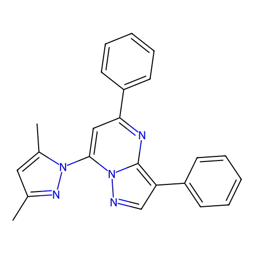 7-(3,5-dimethyl-1H-pyrazol-1-yl)-3,5-diphenylpyrazolo[1,5-a]pyrimidine structure