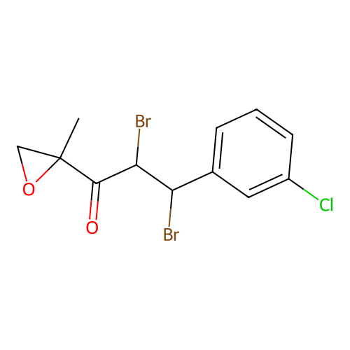 2,3-Dibromo-3-(3-chlorophenyl)-1-(2-methyloxiran-2-yl)propan-1-one structure