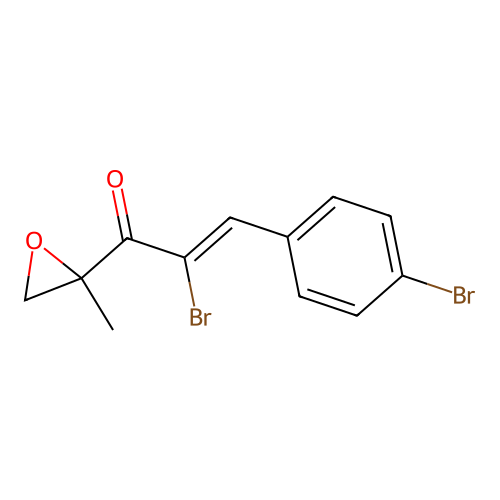 (Z)-2-bromo-3-(4-bromophenyl)-1-(2-methyloxiran-2-yl)prop-2-en-1-one structure