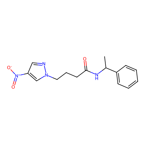 4-(4-nitro-1H-pyrazol-1-yl)-N-(1-phenylethyl)butanamide structure