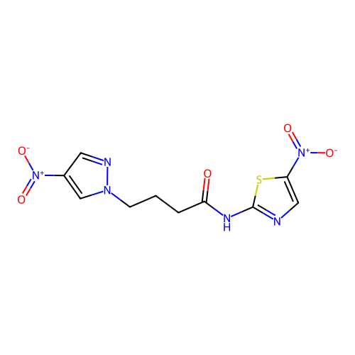 4-(4-nitro-1H-pyrazol-1-yl)-N-(5-nitro-1,3-thiazol-2-yl)butanamide structure