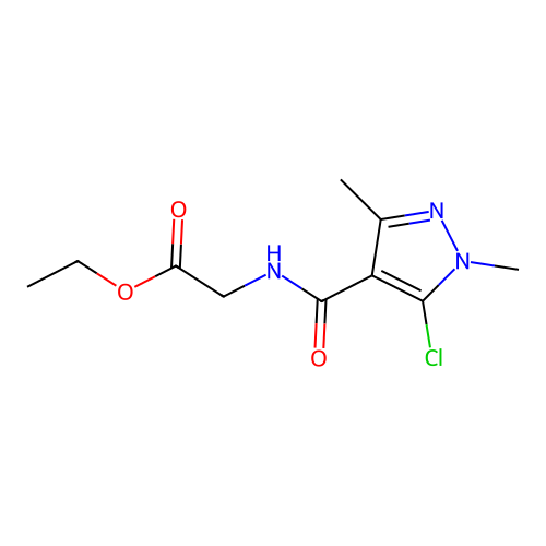 ethyl 2-{[(5-chloro-1,3-dimethyl-1H-pyrazol-4-yl)carbonyl]amino}acetate structure