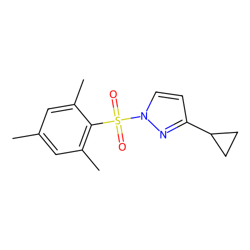 3-cyclopropyl-1-(mesitylsulfonyl)-1H-pyrazole structure