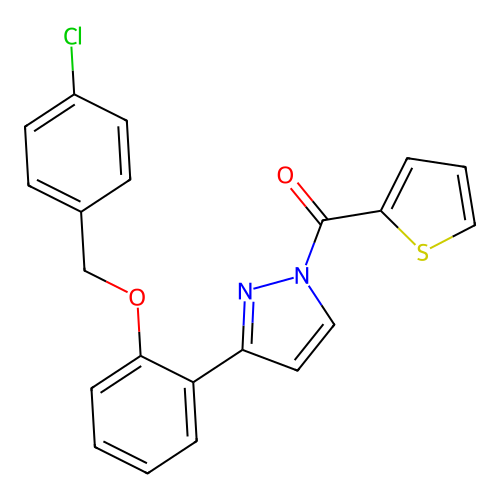 (3-{2-[(4-chlorobenzyl)oxy]phenyl}-1H-pyrazol-1-yl)(2-thienyl)methanone structure