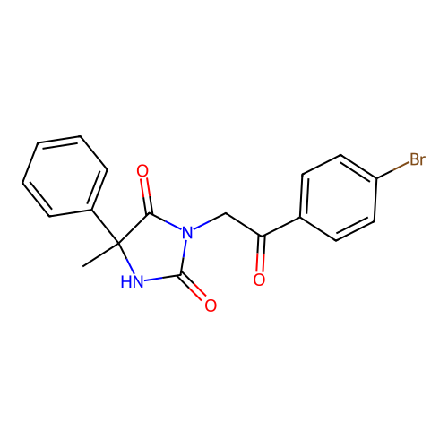 3-[2-(4-Bromophenyl)-2-oxoethyl]-5-methyl-5-phenylimidazolidine-2,4-dione structure