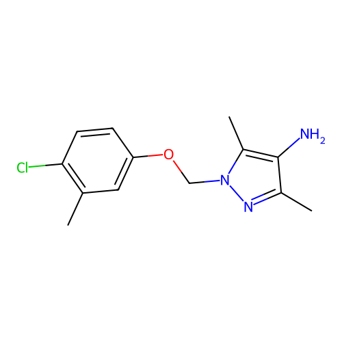 1-[(4-Chloro-3-methylphenoxy)methyl]-3,5-dimethyl-1H-pyrazol-4-amine structure