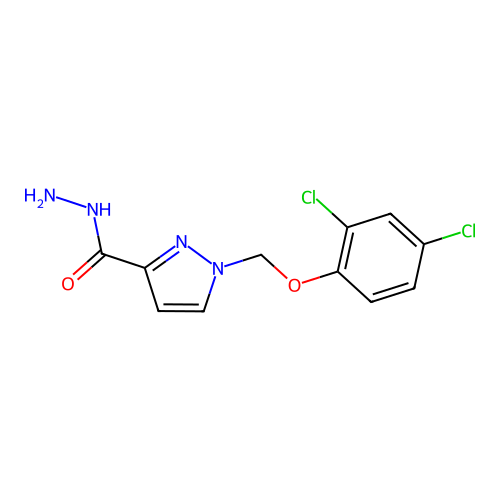 1-[(2,4-dichlorophenoxy)methyl]-1H-pyrazole-3-carbohydrazide structure