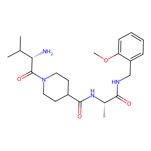 N-{(2S)-1-[(2-methoxybenzyl)amino]-1-oxopropan-2-yl}-1-(L-valyl)piperidine-4-carboxamide structure