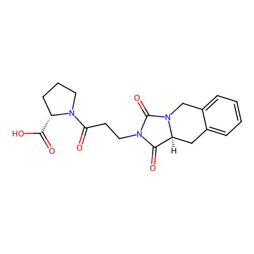 (2S)-1-[3-[(10aS)-1,3-dioxo-10,10a-dihydro-5H-imidazo[1,5-b]isoquinolin-2-yl]propanoyl]pyrrolidine-2-carboxylic acid structure