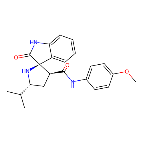 (2'R,3'S,5'R)-5'-isopropyl-N-(4-methoxyphenyl)-2-oxospiro[indoline-3,2'-pyrrolidine]-3'-carboxamide structure