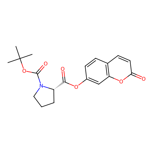 (S)-1-tert-butyl 2-(2-oxo-2H-chromen-7-yl) pyrrolidine-1,2-dicarboxylate structure
