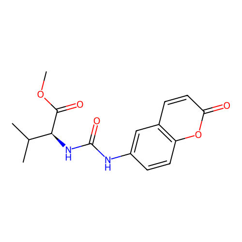 (S)-methyl 3-methyl-2-(3-(2-oxo-2H-chromen-6-yl)ureido)butanoate structure