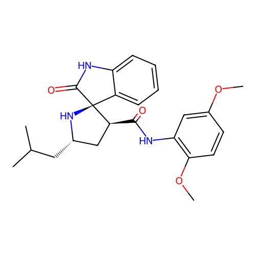 (2'R,3'S,5'S)-N-(2,5-dimethoxyphenyl)-5'-isobutyl-2-oxospiro[indoline-3,2'-pyrrolidine]-3'-carboxamide structure
