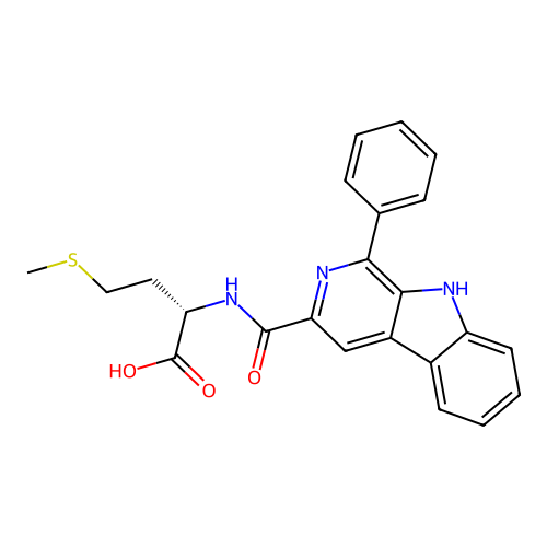 N-[(1-phenyl-9H-beta-carbolin-3-yl)carbonyl]-L-methionine structure