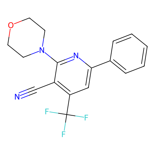 2-Morpholino-6-phenyl-4-(trifluoromethyl)nicotinonitrile structure
