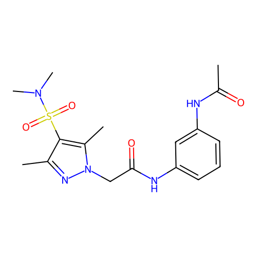 N-[3-(Acetylamino)phenyl]-4-[(dimethylamino)sulfonyl]-3,5-dimethyl-1H-pyrazole-1-acetamide structure